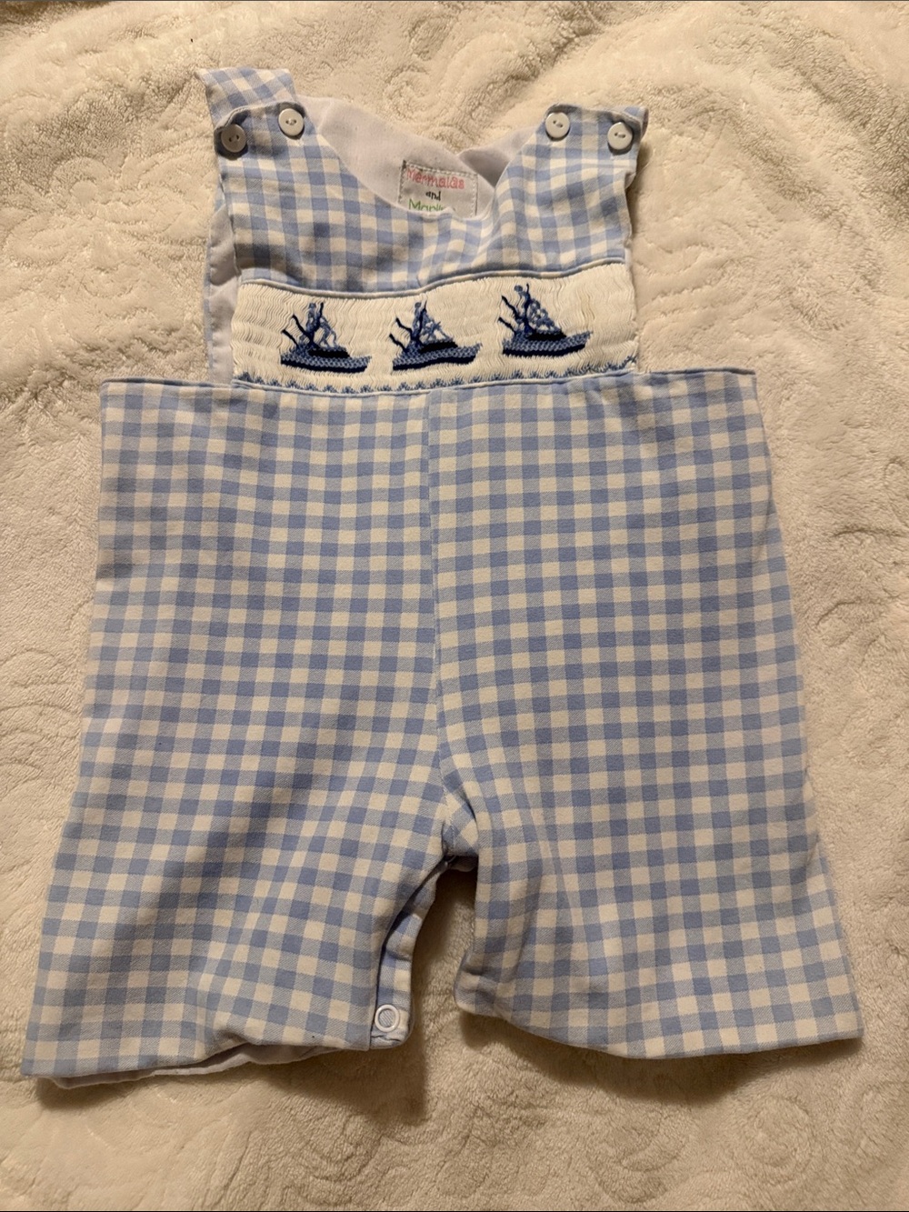 Mermaids and Marlins Smocked Sportfisher Jon Jon sz 18m